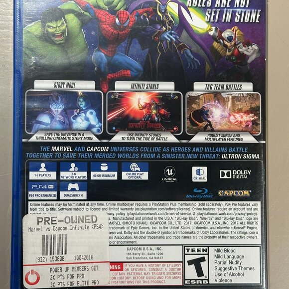 GREAT DEAL! Used MARVEL VS. CAPCOM INFINITE for PS4 - Playstation game disc! - Picture 3 of 3